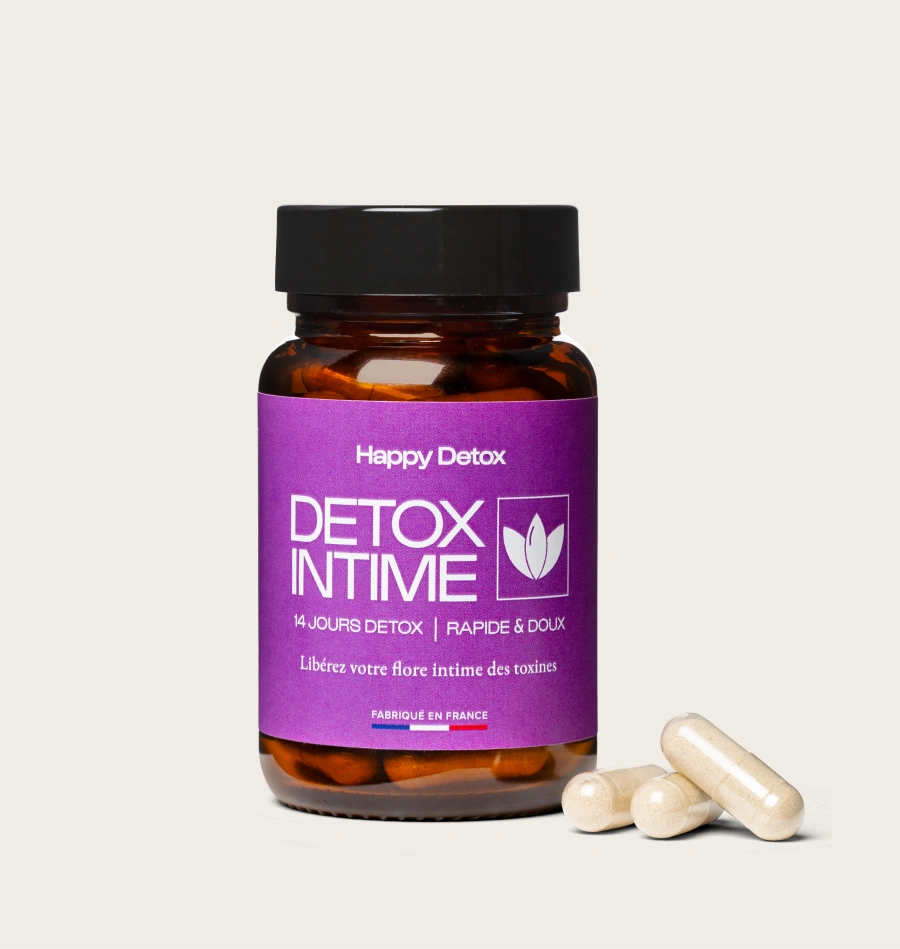 Flasche mit Entgiftungskapseln mit der Aufschrift „Detox Colon“, 14-tägige Entgiftungskur, vegan.